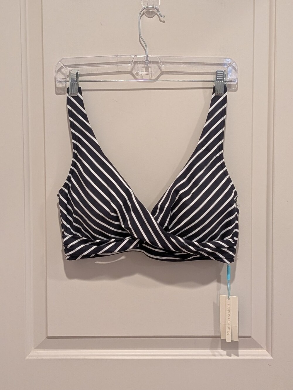Sea Level Swim Australia Striped V-Neck Women's Swim Top - Black & White Size 12